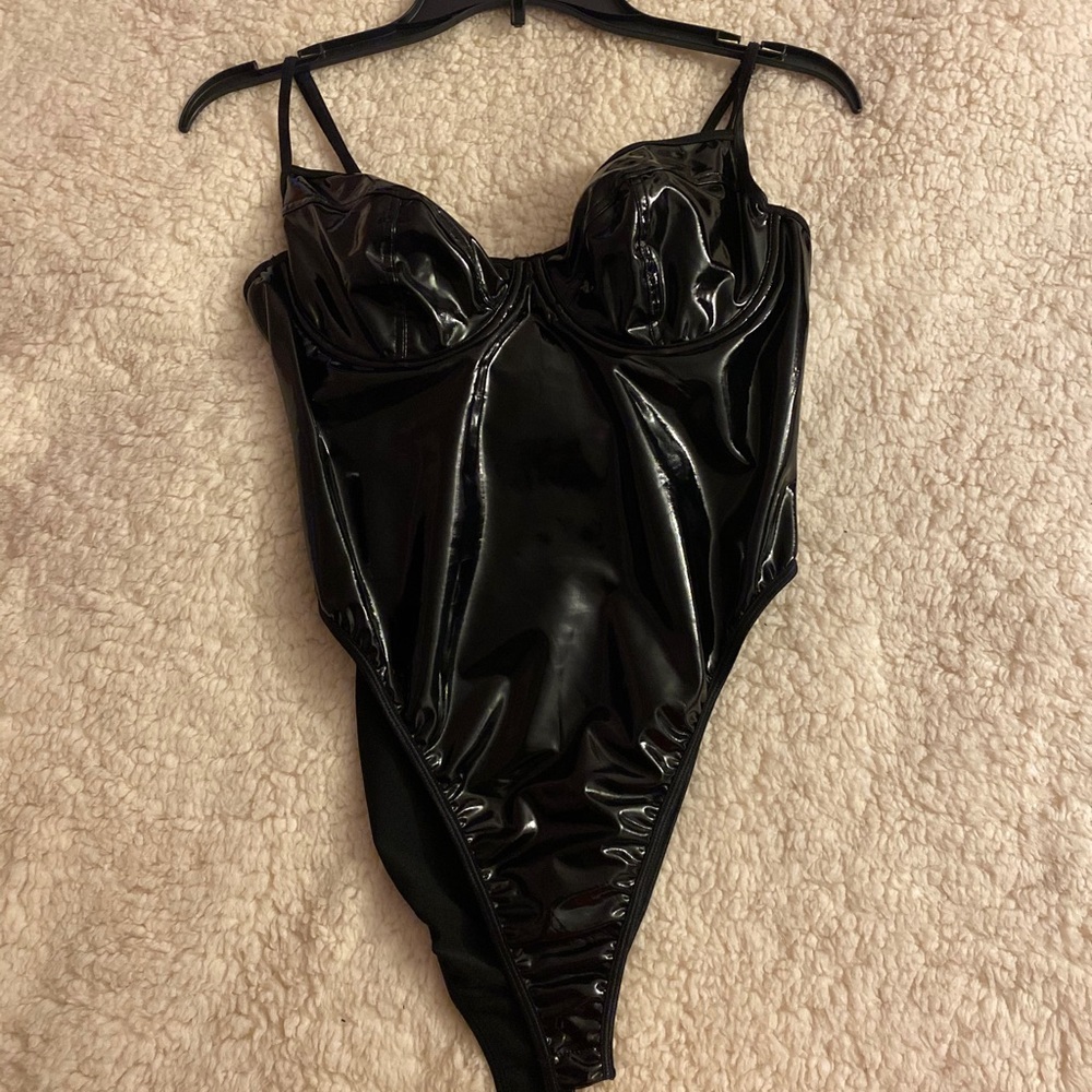 Vinyl black bodysuit